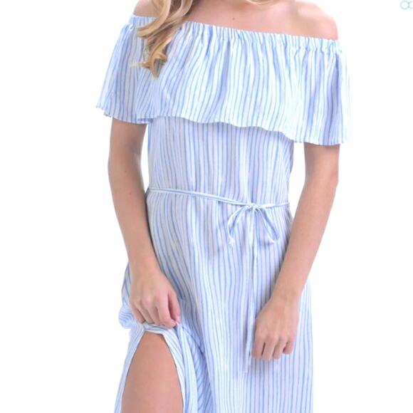 Walker & Wade NWOT Dana Periwinkle Stripe Convertible Summer Maxi Dress Small‎ - Picture 1 of 11